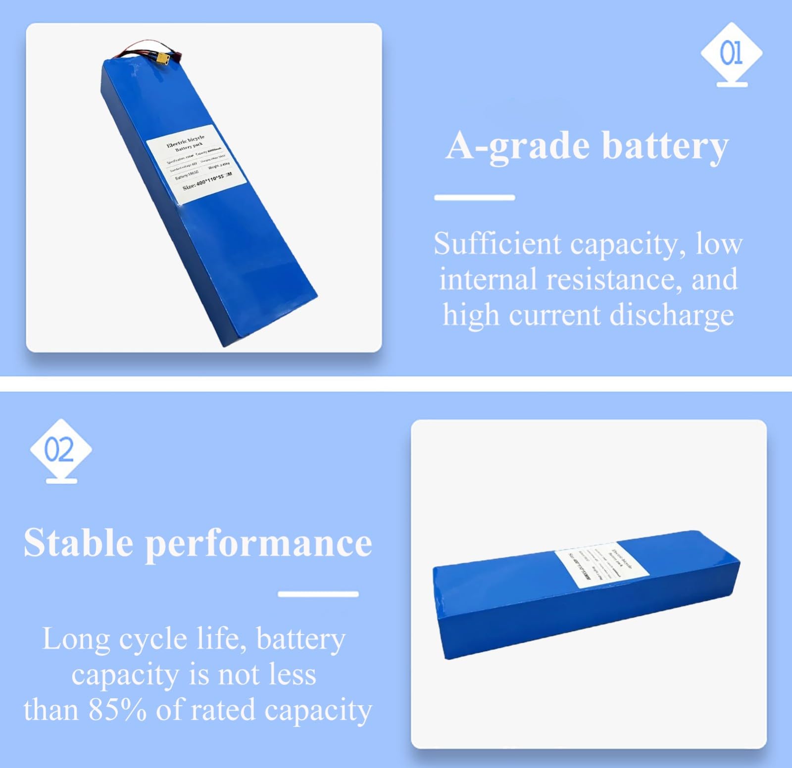 Batteria Per Bici Elettrica Da 48 V, Batteria Al Litio Per Bici Elettrica Da 48 V 20 Ah, Batteria Per Scooter, Batteria Al Litio Di Ricambio, Pacco Batteria Al Litio Ricaricabile (48V 20AH),XT60+T