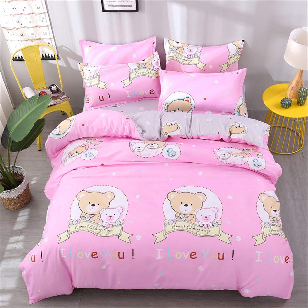 Fansu Bear Family Duvet Cover Set 3 Piece, Microfiber Easy Care Polyester Bedding Sets For Sweet And Lovely Children Bedroom Pillowcases X 2 Quilt Case X 1 (Double-200X200cm,)