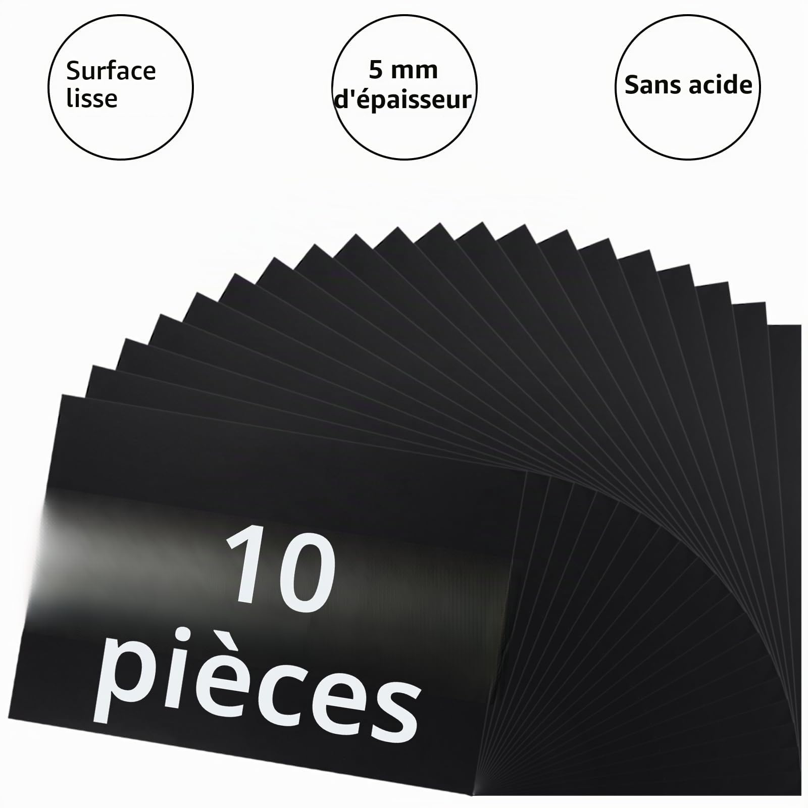 ASelected Lot de 10 planches de mousse de polystyrène A2, 5 mm d'épaisseur, pour modélisme, montage de photos, présentations, projets d'art et d'artisanat, 594 x 420 mm - Noir