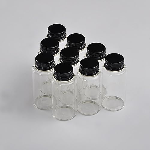 Miniatura 5 de Mini botellas selladas de vidrio de 0.7 onzas líquidas con tornillo de aluminio de metal, tapa negra, botellas de vidrio, píldoras de caramelo, té,