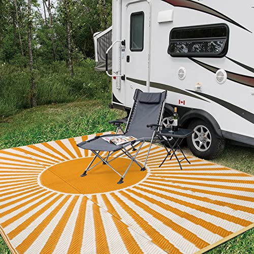 Wonnitar Outdoor Rug 5X8,Waterproof Patio Rug Reversible Plastic Straw Rug,Portable Large Outside Area Rug Rv Mat For Camping,Outdoor Indoor Floor Carpet For Backyard Garden Picnic,Orange #TOP5
