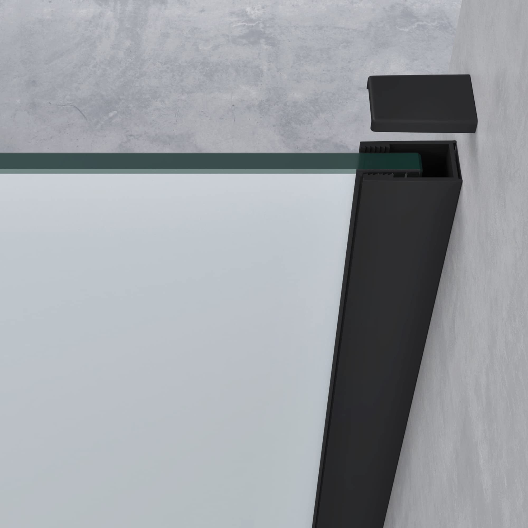 doporro Walk-In Duschwand 100x200cm Duschabtrennung 8mm ESG-Sicherheitsglas | Vollsatiniert Dusche mit Nanobeschichtung | rechteckiger Stabilisator aus Edelstahl | Aluminiumrahmen in Schwarz | Bremen01VS