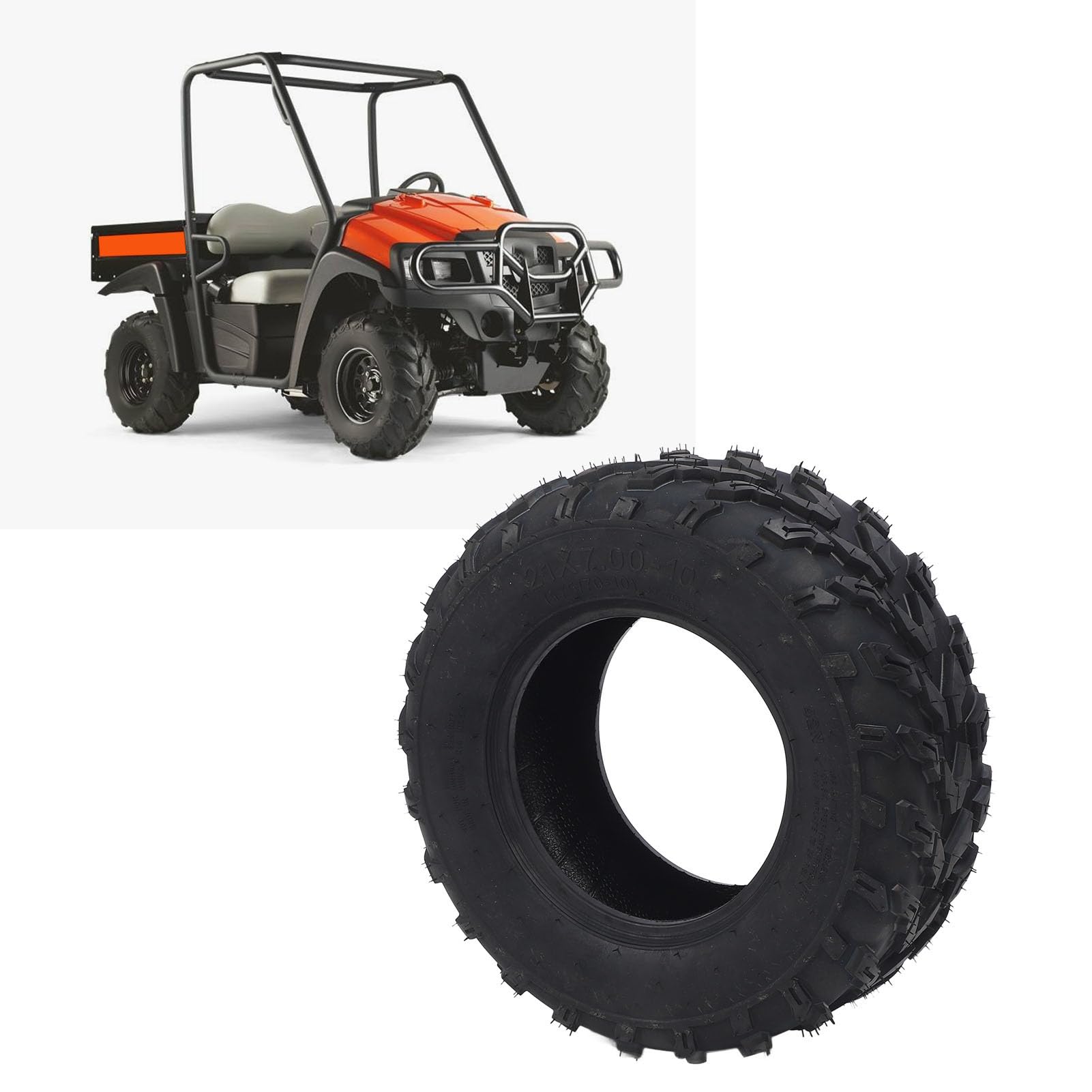 Opona 21x7x10 ATV, Gumowa Opona z głębokością Bieżnika 10 Mm dla Doskonałego Uchwytu w Błoto, Piasku i Twardym Terenie, 4 -warstwowa Konstrukcja Nylonowa dla Trwałości
