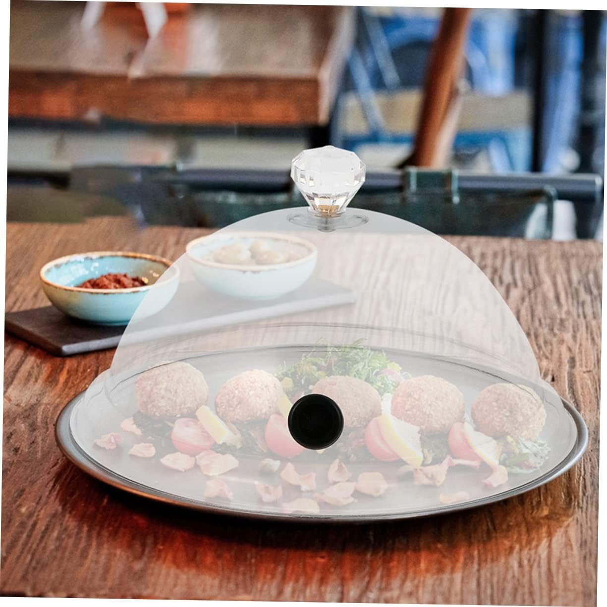 2pcs Transparent Smoky Food Covers Protective Cloche for Cakes and Snacks Heat Cold Resistant for Buffets Weddings and Holiday Meals