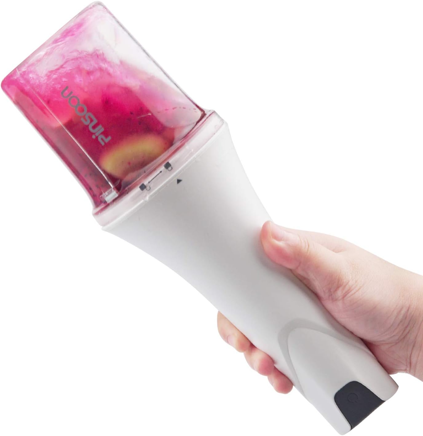 Travel Portable Blender and Juicer for Personal Smoothies and Shakes, PINSOON Single Server Juicer with Four Blades for Fruit Mixing and Protein Blends, Includes USB Charging Cable, 350ml