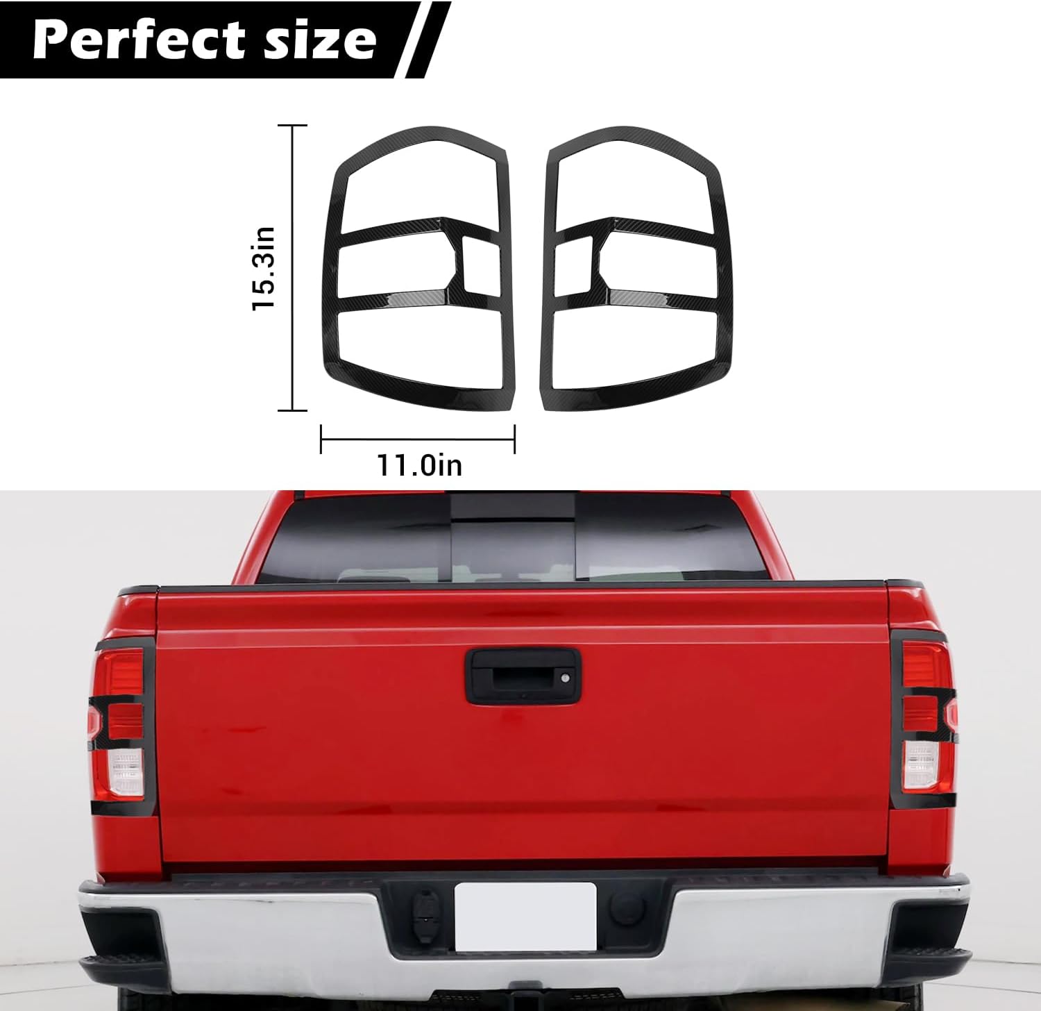 RT-TCZ for Silverado Rear Taillights Cover Frame Compatible with Chevy Silverado 2014-2018 Carbon Fiber Exterior Accessories 2pcs