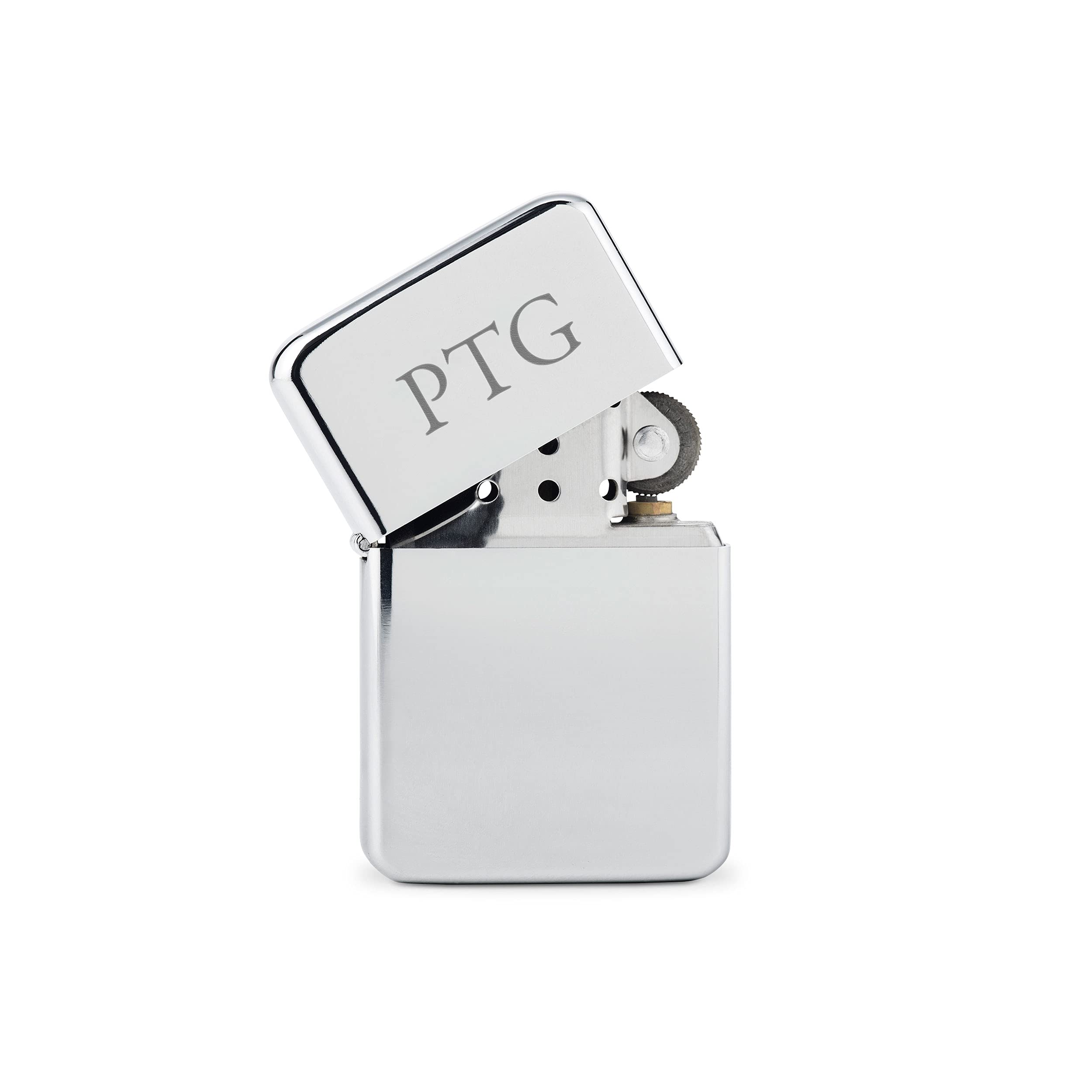 Weddingstar Custom Metal Windproof Personalized Lighter Silver - Traditional Monogram Engraving