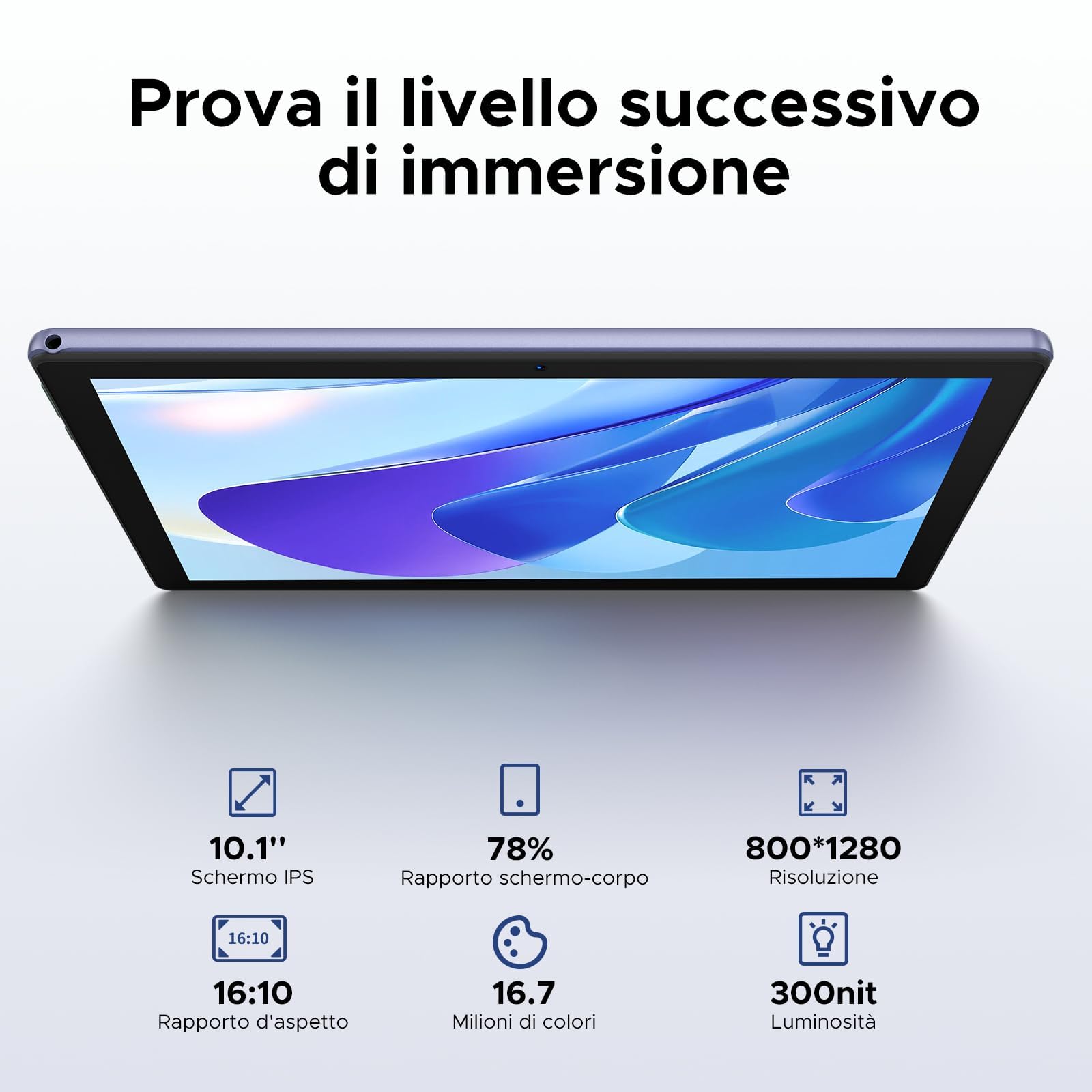DOOGEE U10 Android 16 Tablet 10 Pollici Gemini AI, 16GB(4+12) RAM+128GB/2TB TF, WiFi 6, 1280 * 800 IPS HD, 5060mAh, 8MP+5MP, Tablet in Offerta Widevine L1/BT5.0/OTG - Viola