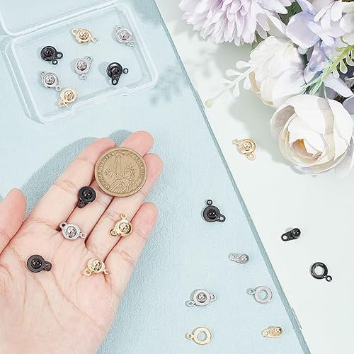 Miniatura 8 de UNICRAFTALE 15 juegos de cierres de presión de acero inoxidable de metal a presión de botón de presión de botón de presión, cierre de broche, cierre