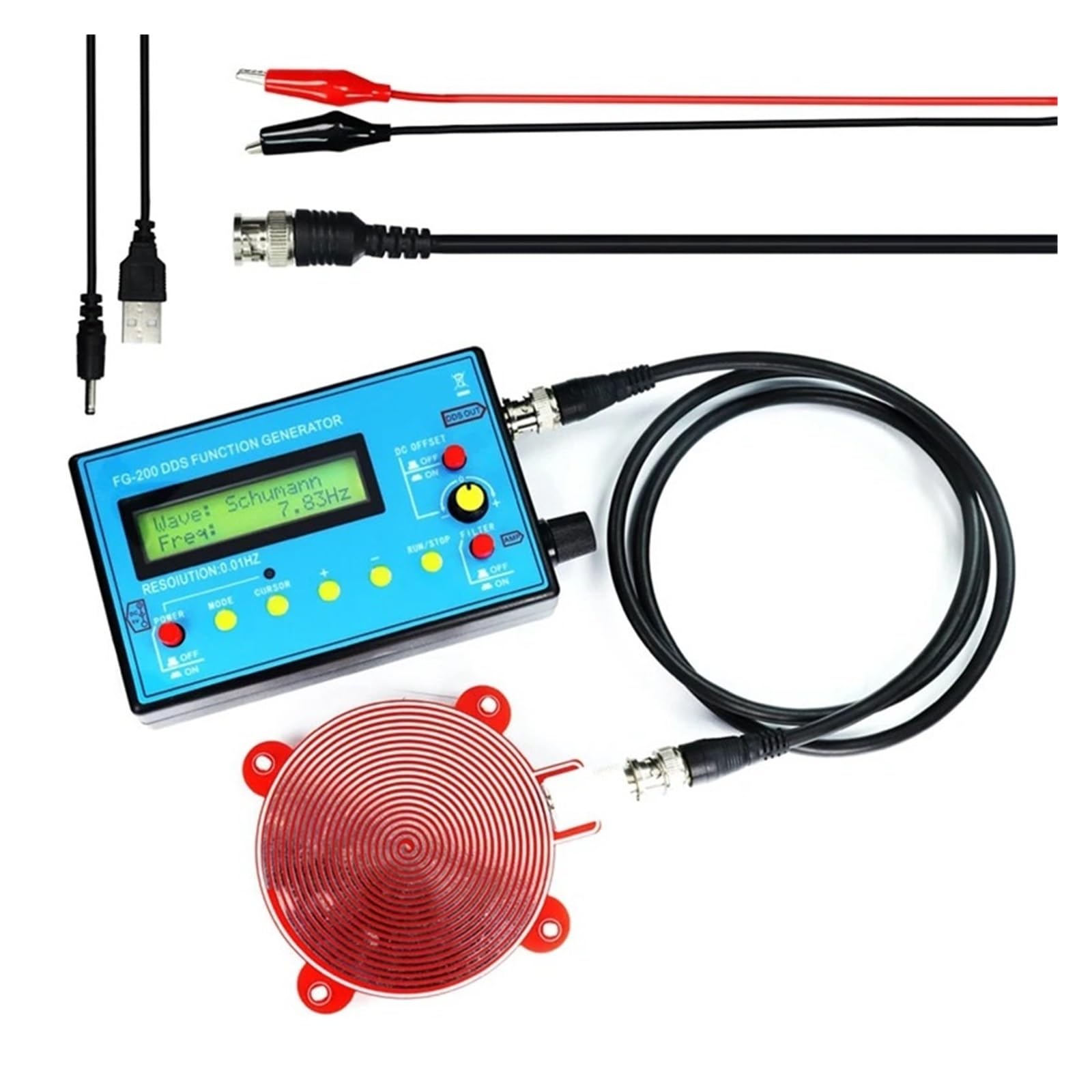 FG-200 Funkcja DDS Generator Sygnału Licznik Częstotliwości 0,01 Hz - 500 KHz Źródło Przebieg Sinusoidalny + Kwadratowy + Piłokształtny Stabilny Niezawodny