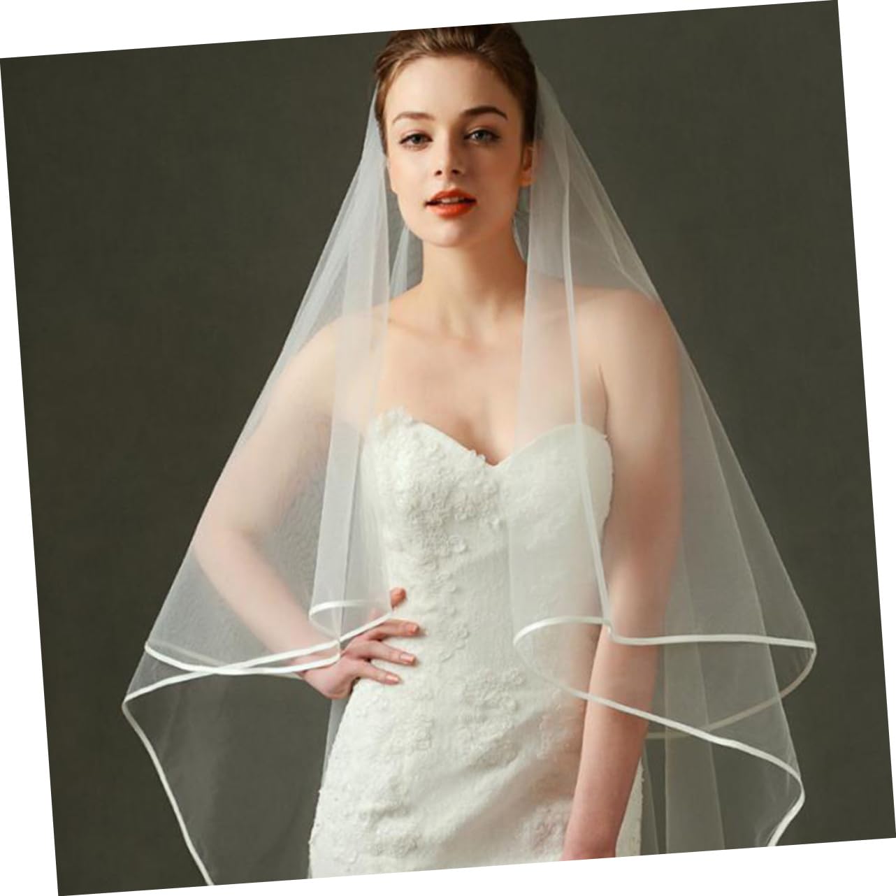3stücke Eleganter Brautschleier Mit Feiner Umrandung Kurz Und Romantisch Für Hochzeiten Und Fotoshootings Beige Hochzeitsaccessoires Für Bräute