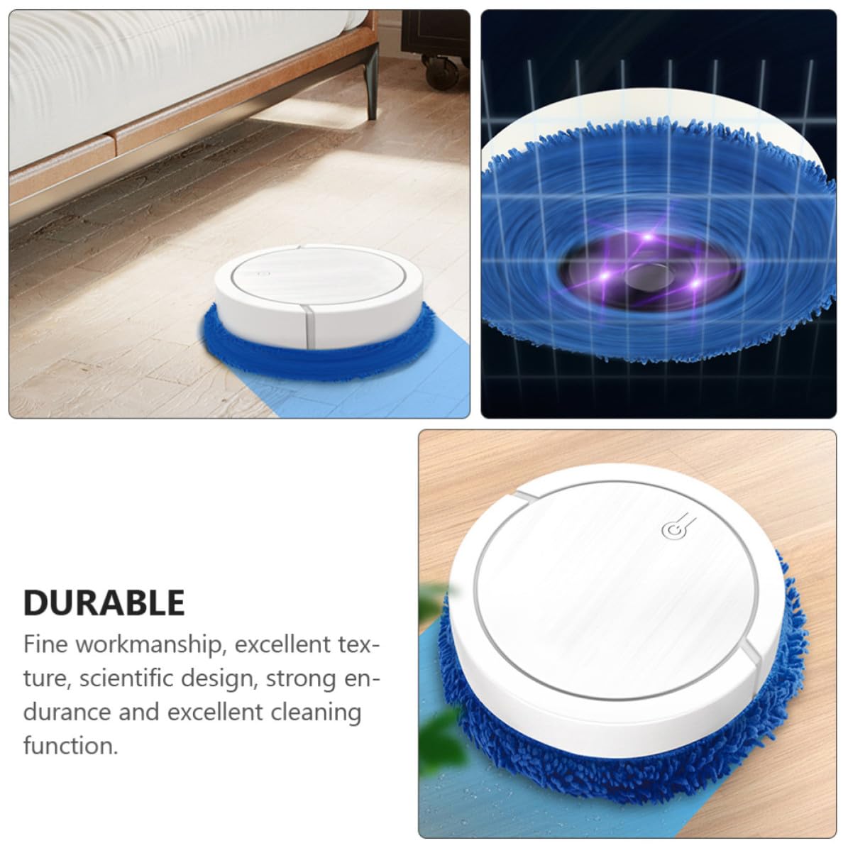 Robot Capacità 400ml Aspirapolvere Intelligente Funzione Lava Pavimenti, Batteria 1200mah Silenzioso per Pulizia Pavimenti Casa per Cucina e Camera da Letto