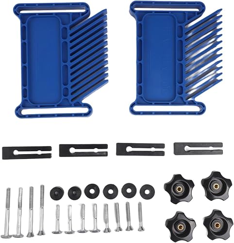 Blue Feather Board Kit for Router Table, 28-Piece ABS Woodworking Hold Down Set with Flip Design, Precision Safety Guide for DIY Projects and Home Workshop, 6.5x5.1 Inch