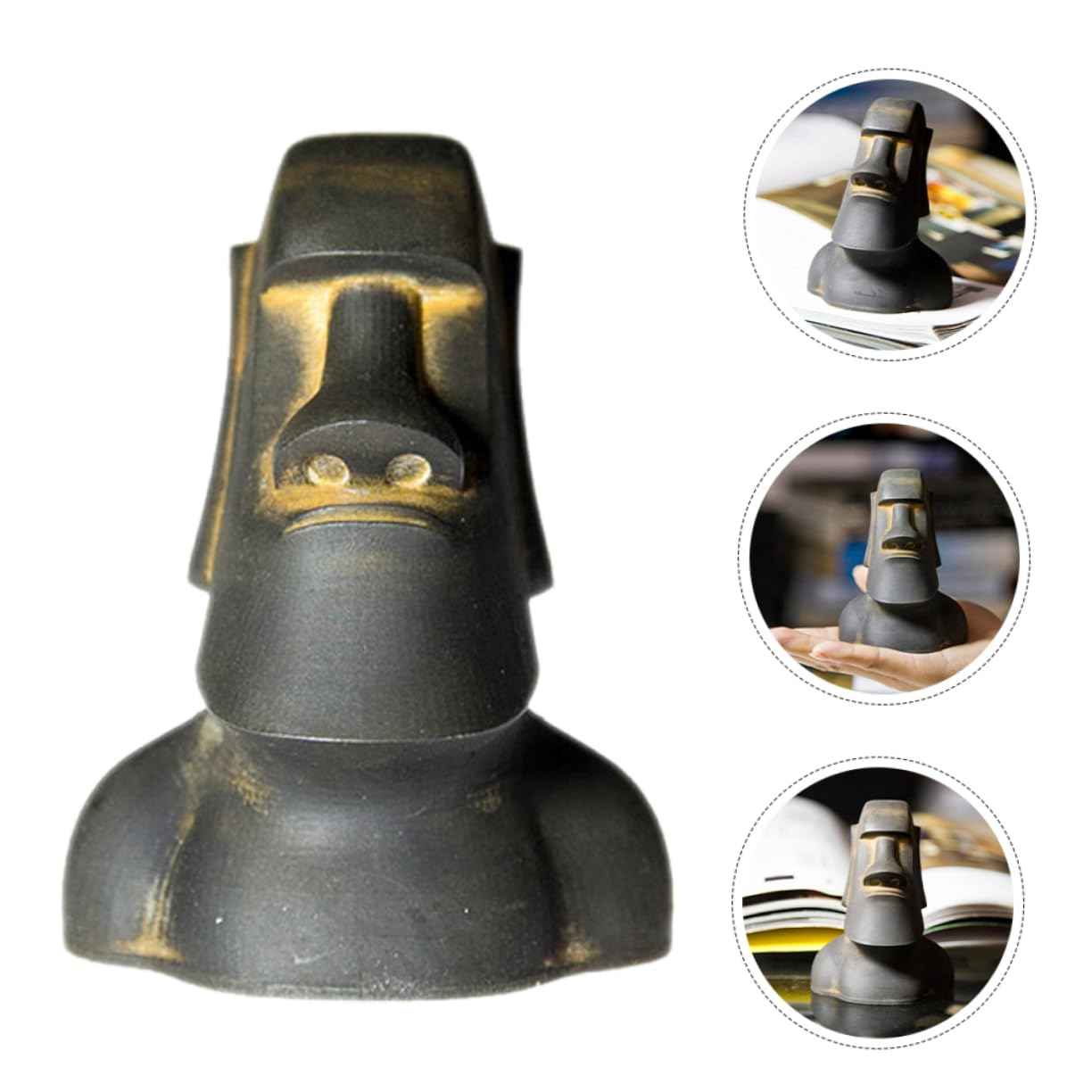 Cabilock Statua Moai Miniatura in Resina Decorazione da e Giardino Scultura Isola in Ornamentazione Versatile per Ufficio e Spazi Interni ed Esterni