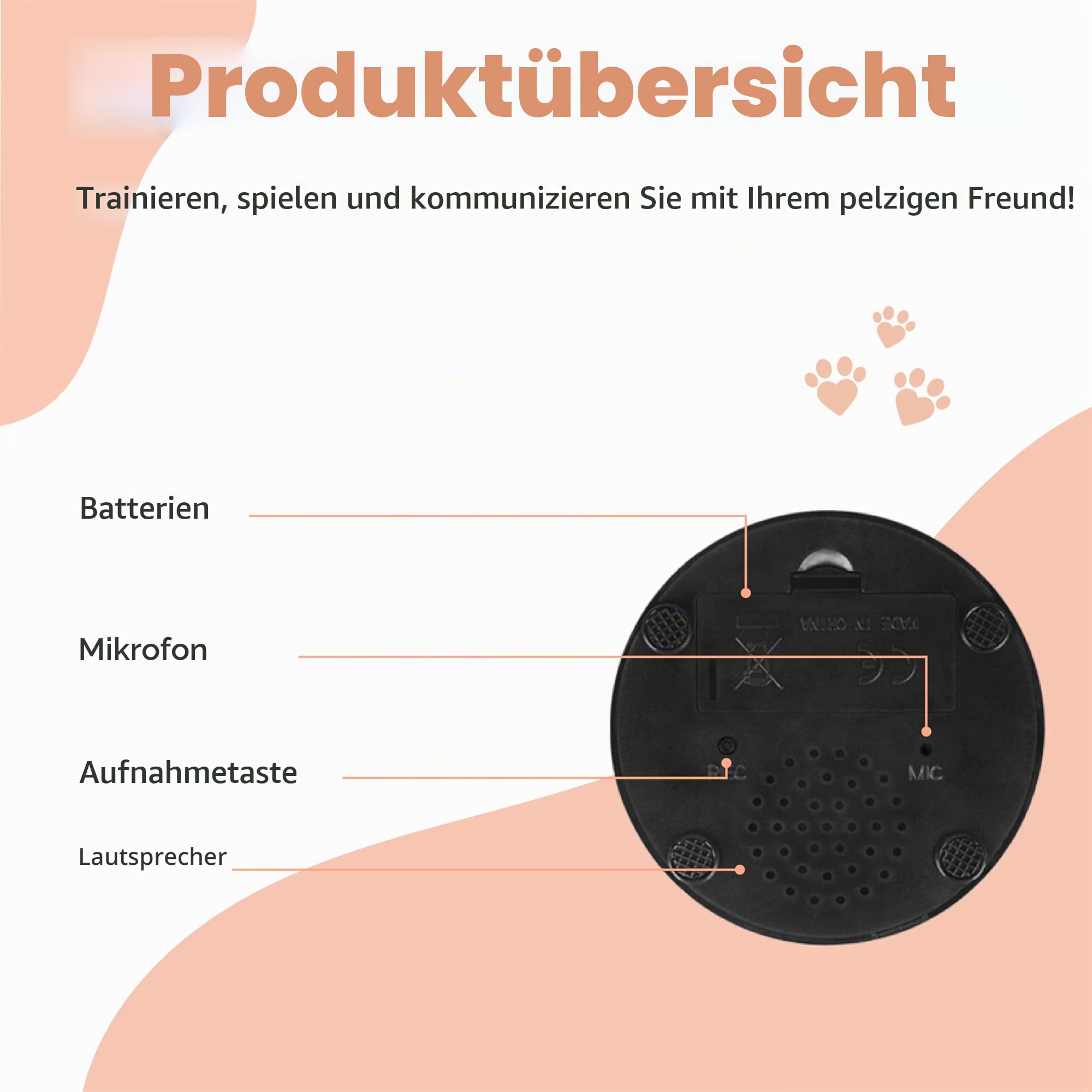 Buzzer mit aufnahmefunktion & Buzzer mit Sound Sprechende Knöpfe für Hundepfoten, 4er-Pack Hundetrainingsknöpfe, beschreibbare Buttons für Kommunikationstraining & Welpenbedarf