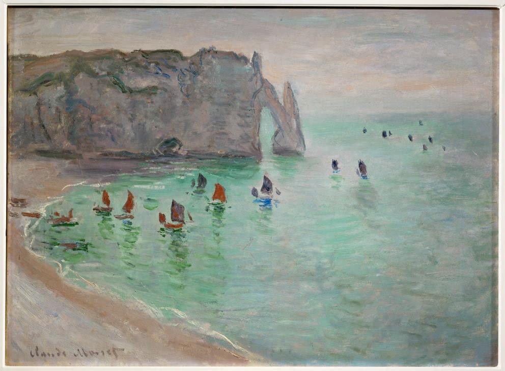 Toile Monet Bateaux de pêche quittant le port 60x90cm pour salon
