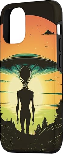 Vista 2 de iPhone 14 Pro Cute Green Alien Head UFO Space Face Alien Case