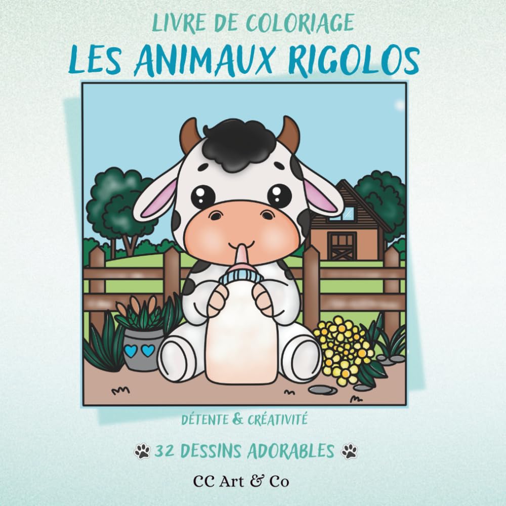 LES ANIMAUX RIGOLOS Livre de Coloriage Mignon - 32 Dessins d'Animaux Adorables: Coloriages Faciles et Relaxants pour Enfants, Ados et Adultes - Scènes Rigolotes et Pages Bonus