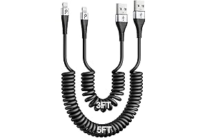 3FT Retractable Charging Coiled Lightning Cable for iPhone 14/13/12/11