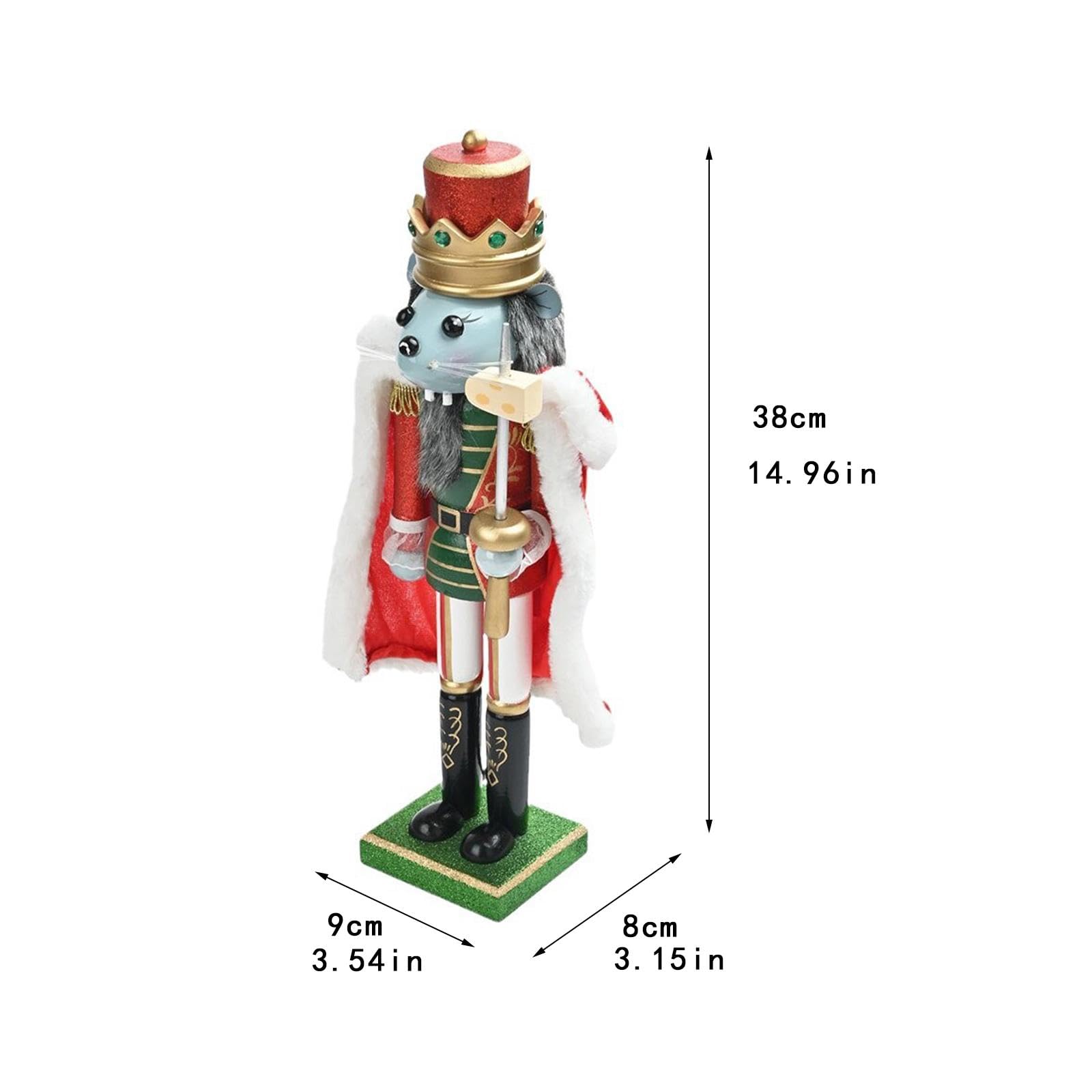 Milageto Weihnachtsdekoration „Mäusekönig“ – Nussknacker, 38,1 cm hoch, Tischdekoration, Figur, Weihnachtsdeko für Festivalregal