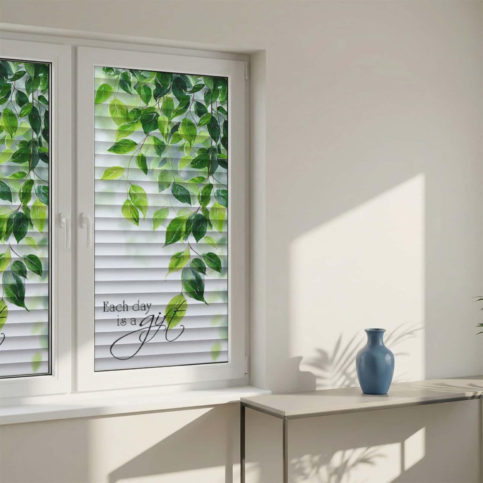 Window Film Privacy 43x100cm Bright Green Privacy Film for Glass Windows Office Kitchen Living Room Bathroom Opaque Reusable Window Stickers for Glass
