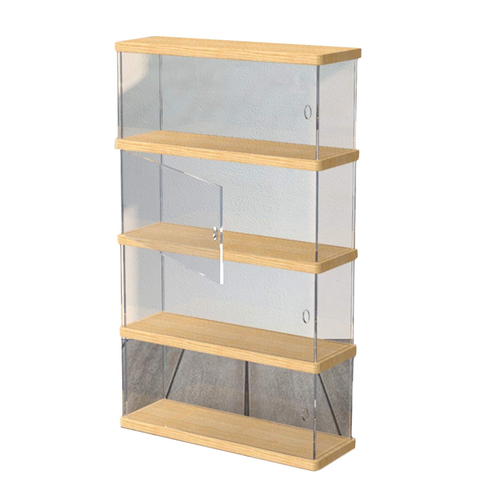 Akrylowa gablota ekspozycyjna, Akrylowa gablota do sztaplowania z drewnianą podstawą i bocznymi drzwiami, przezroczysta w wielu rozmiarach(Clear,60X10X37.8CM)