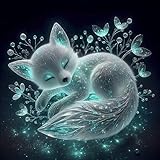 TKJKSNDA White Fox Diamond Art Kits for Adults - 5D Animals Diamond Painting Kits for Beginners, DIY Full Drill Dots Gem Art Paint for Home Wall Decor 13.8 x 13.8 Inch