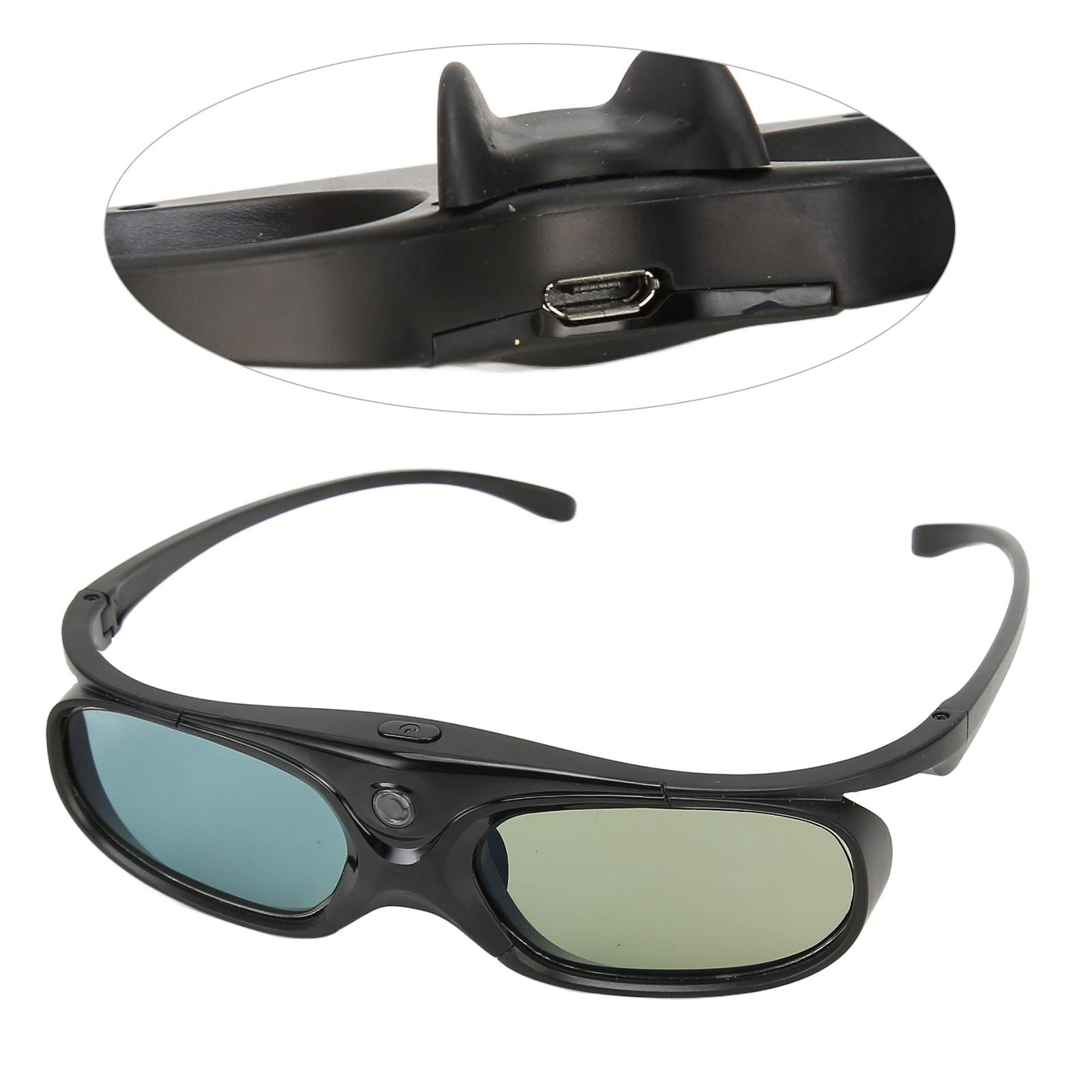 Garsent Occhiali 3D DLP, Occhiali con Otturatore Attivo Ricaricabili, Occhiali per Proiettore 144Hz per Tutti i Proiettori DLP 3D, Compatibili con NEC Sharp Optoma dell, ECC.
