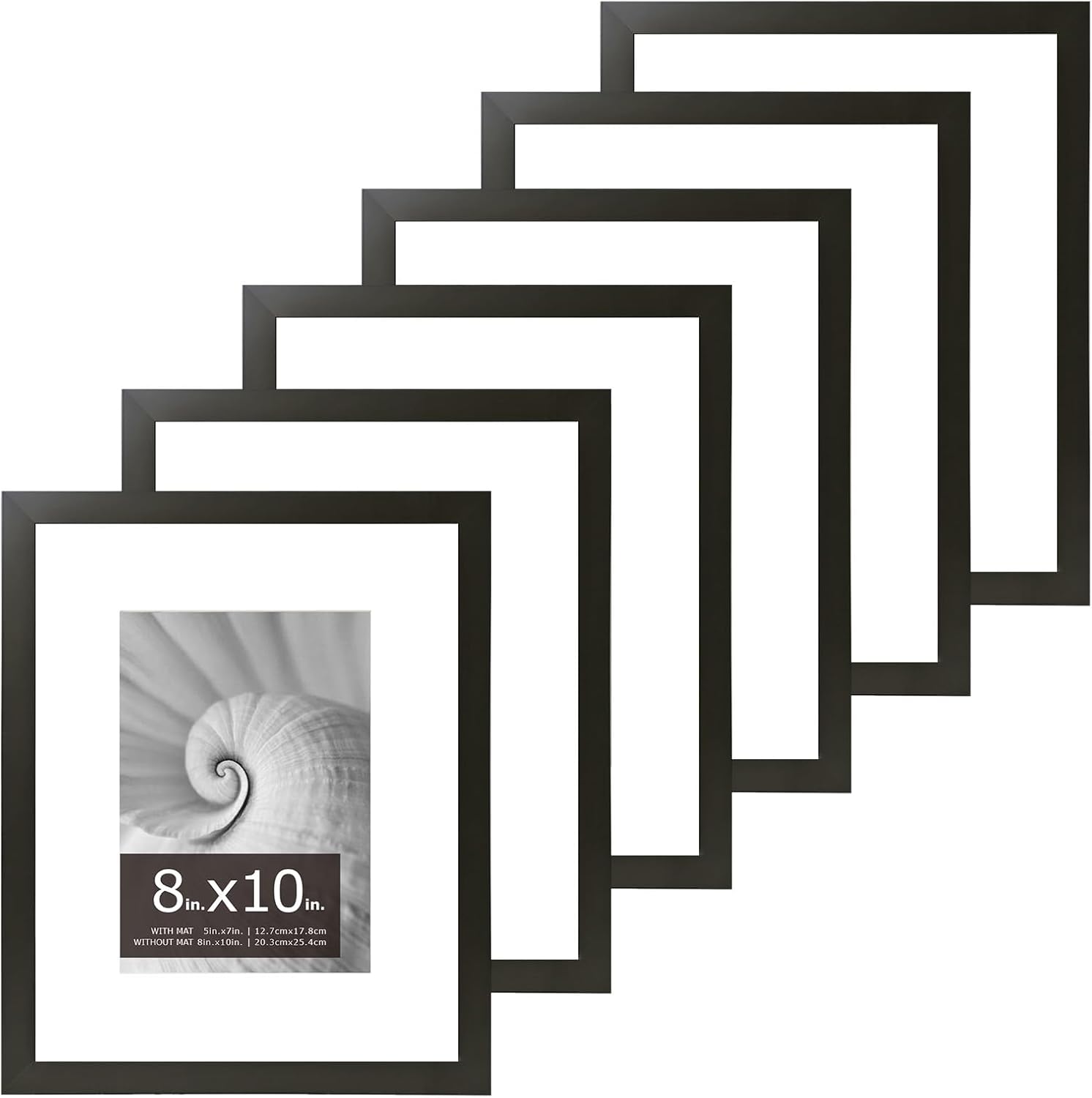 brisafe 11x14 Picture Frames Set of 6, Display Pictures 8x10 with Mat or 11x14 without Mat, Gallery Photo Frames for Wall, Black