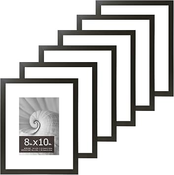 8x10 Picture Frames Set of 6, Display Pictures 5x7 With Mat or 8x10 Without Mat, Multi Photo Frames for Gallery, Wall Mounting or Tabletop, Mothers Day Gifts, Black