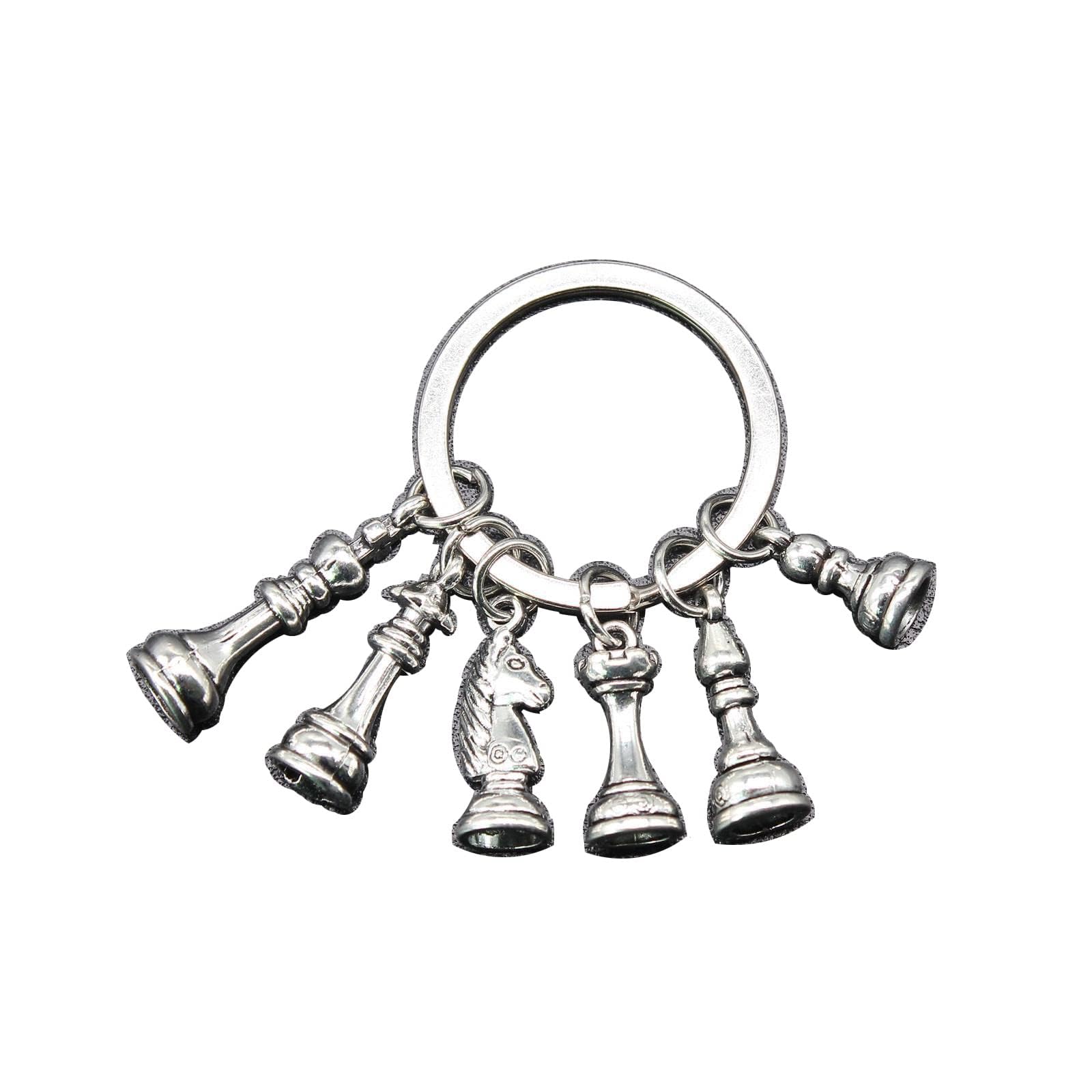 weilove Chess pendant keychain alloy pendant Chess King Queen Rook Knight Pawn Bishop Ancient Silver Color Pendant KeyRing