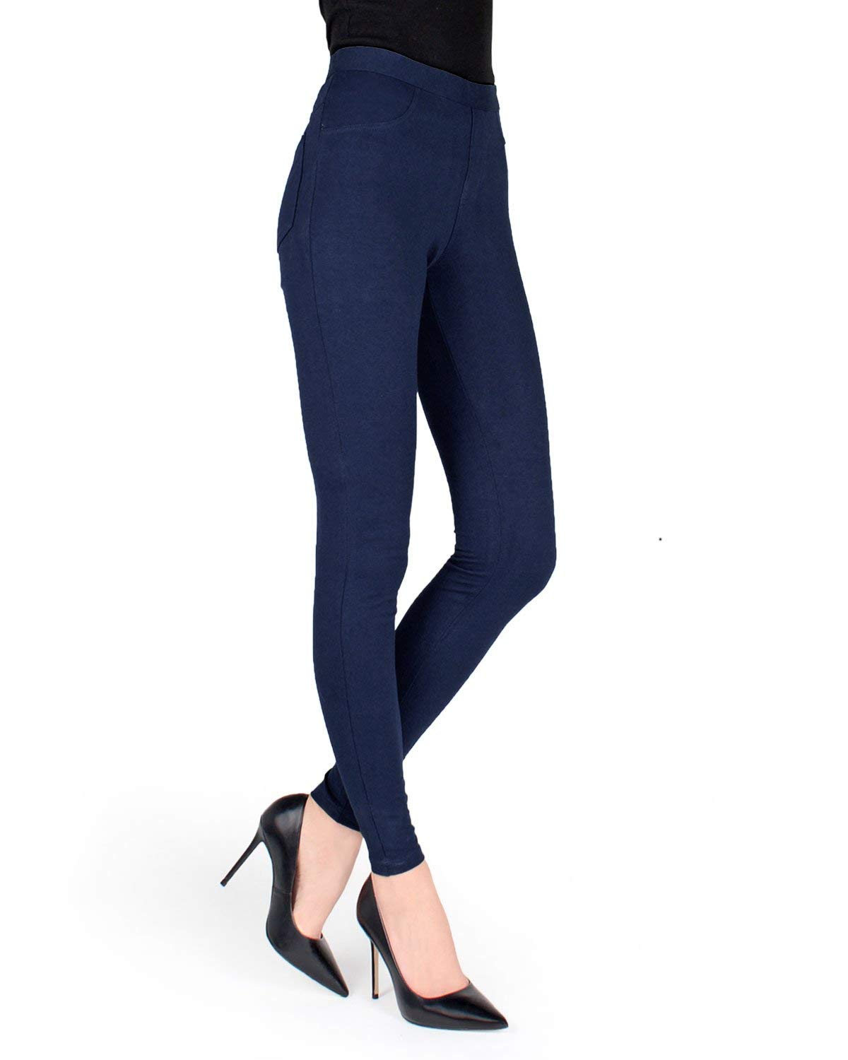 Pants-Style Cotton Blend Leggings Small Medium Pagoda Blue
