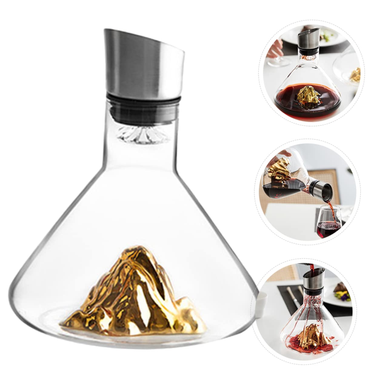 Goldener Kristall Wein Dekanter 1500ml mit Schrägem Mund