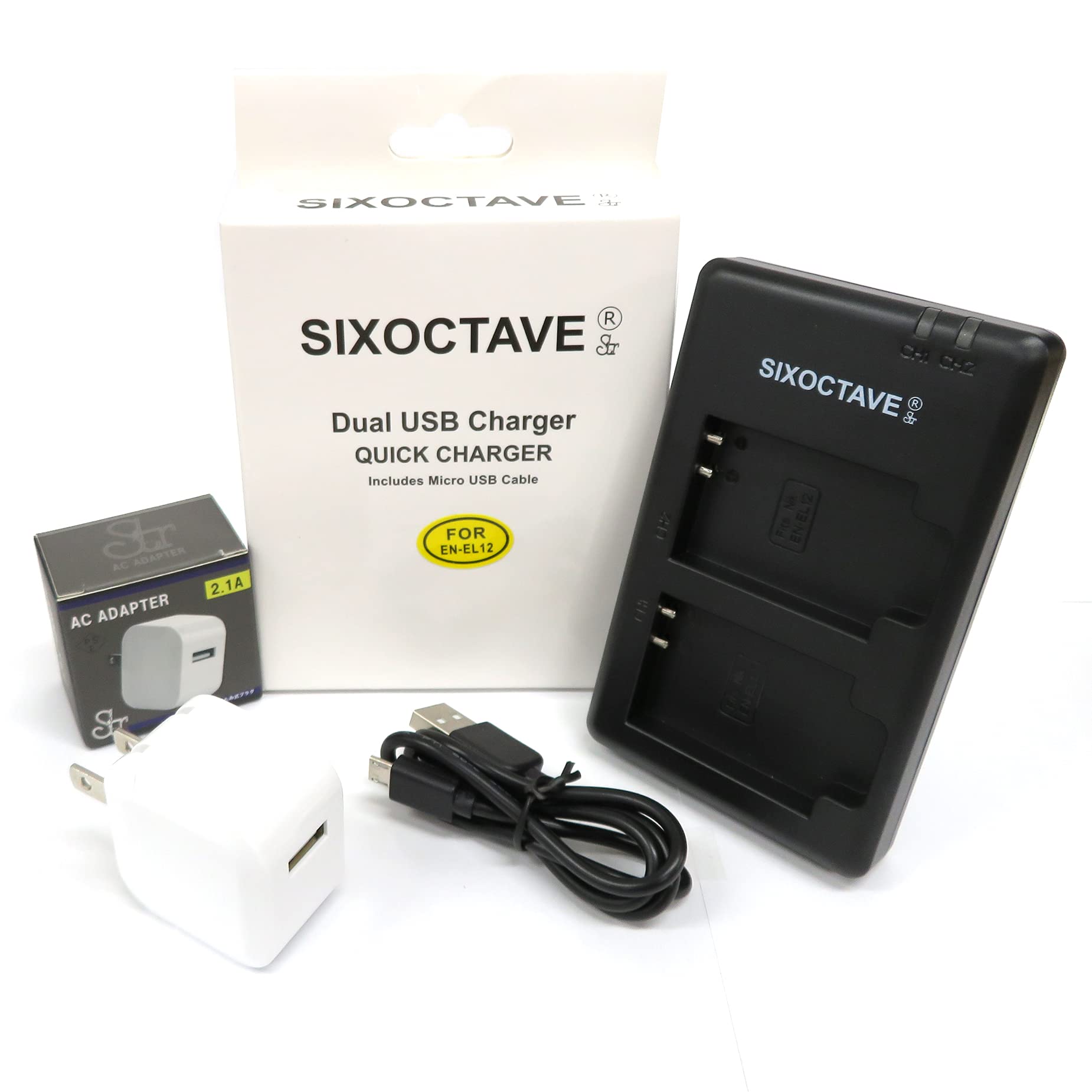 Amazon | SIXOCTAVE 2.1Aコンセント充電アダプタ付き EN-EL12 互換 