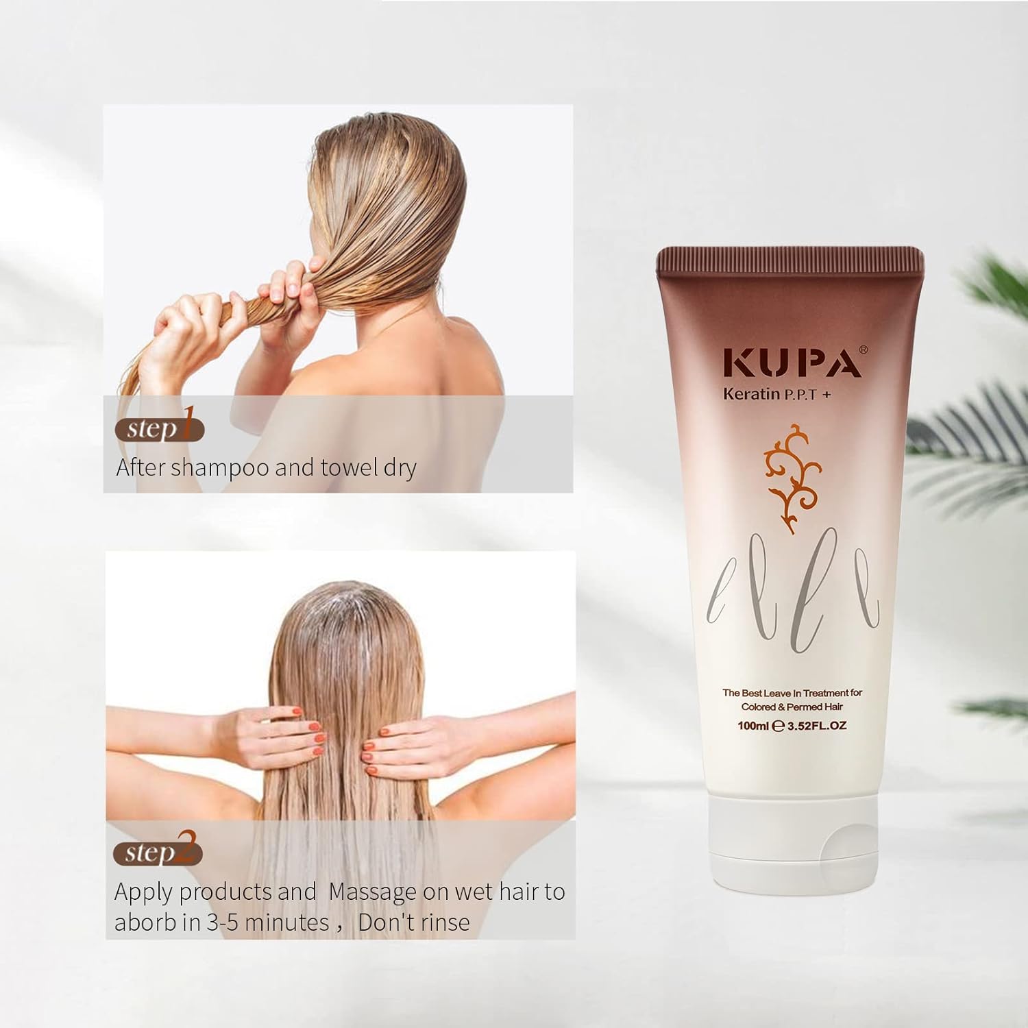 Keratin Protein Leave In Conditioner for Dry Damaged Hair,Heat Protection Moisture Cream PPT, Color Safe Deep Repairing Conditioner Coconut Oil Wheat Amino Acid Infused for - Image 4