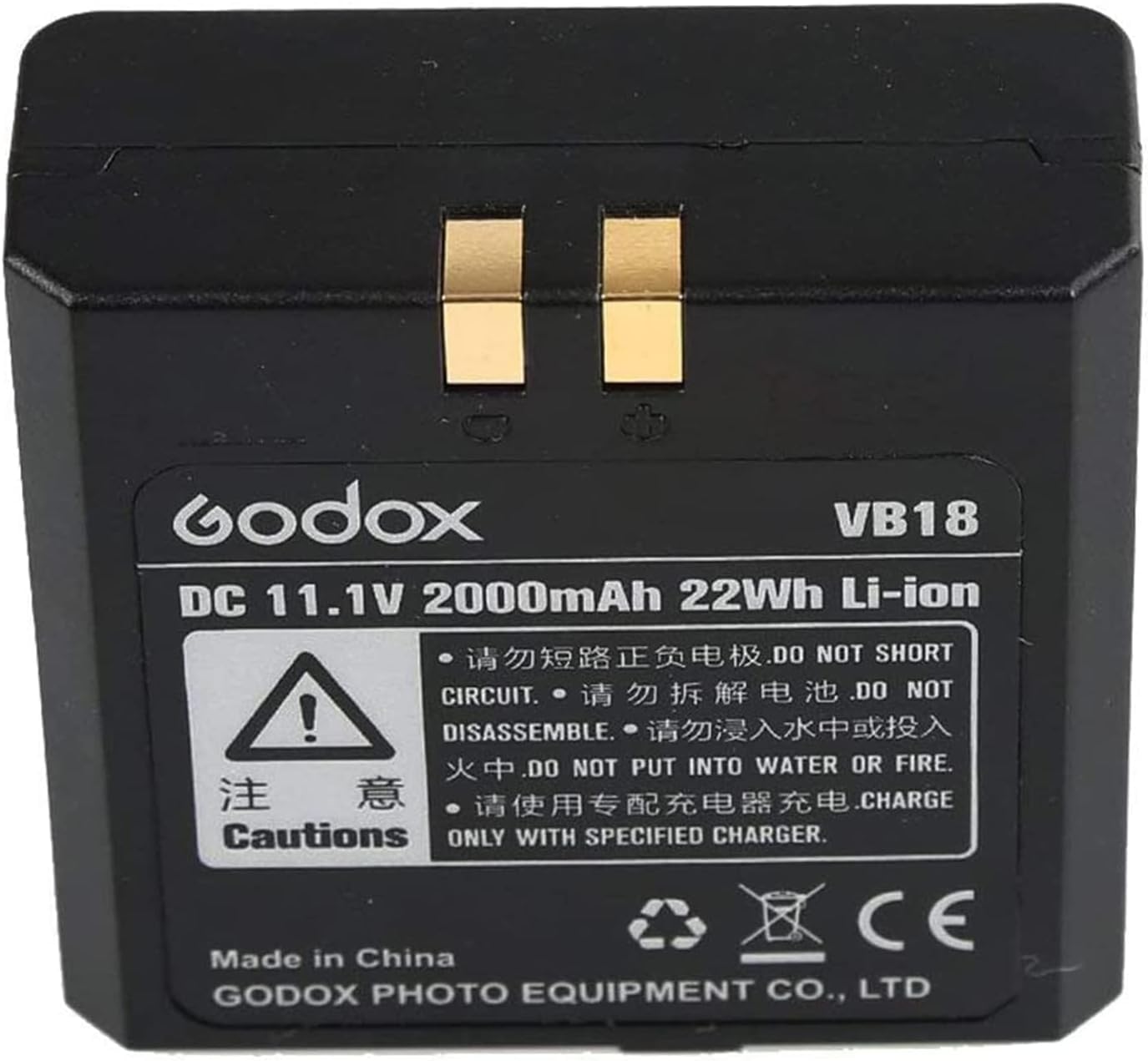 Godox VB18 Batterie de rechange au lithium CC 11,1 V 2000 mAh pour flash Speedlite GODOX V860IIS V860IIC V860IIN V860IIF V850