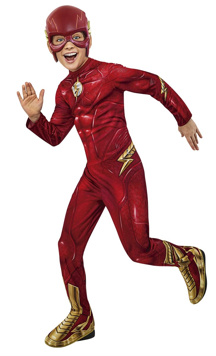 Rubies disfraz The Flash Classico para niño, Jumpsuit estampado con cubrebotas y antifaz, Oficial DC, para Carnaval, Navidad, Cumpleaños, Fiestas y Halloween