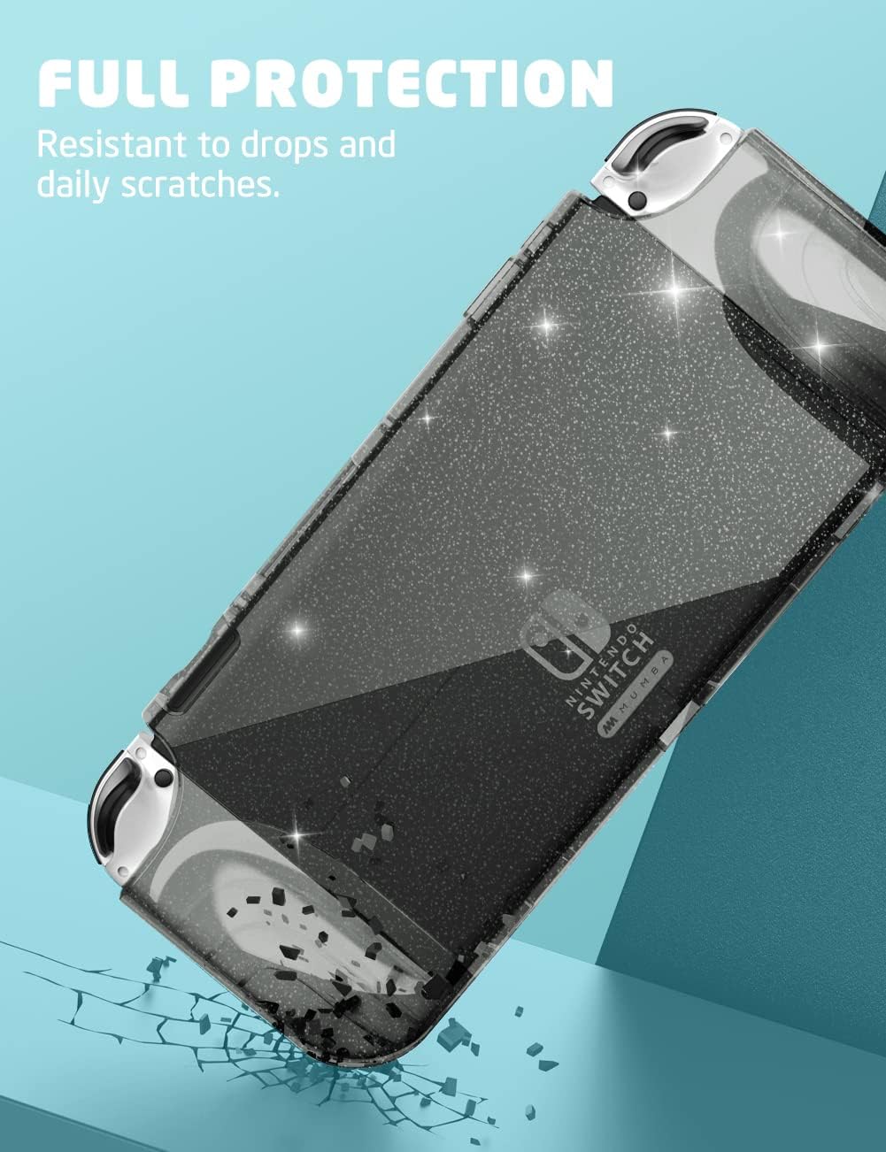 Mumba Case for Nintendo Switch OLED 2021, [Thunderbolt Series] Protective Clear Cover with TPU Grip Compatible with Nintendo New Switch OLED 7 Inch Console and Joy-Con Controller (Shadow) - Image 5