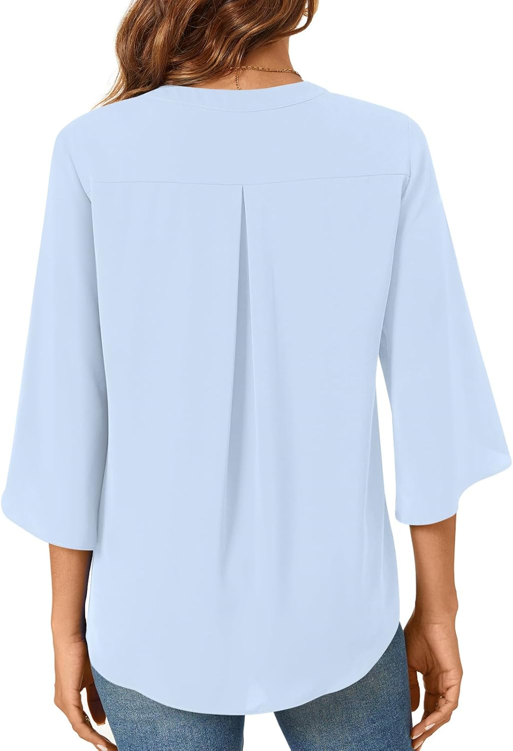 Womens Summer 3/4 Length Sleeve Tunic Tops Plus Size V-Neck Blouses for Women Dressy Casual - Image 3