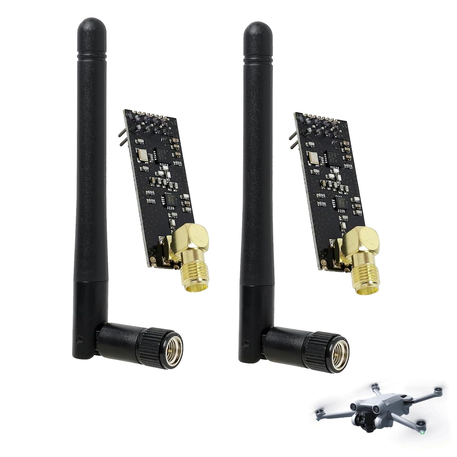 2 модуля беспроводного радиочастотного приемопередатчика NRF24L01+PA+LNA с антенной SMA для дальней связи 2,4 ГГц в диапазоне ISM,