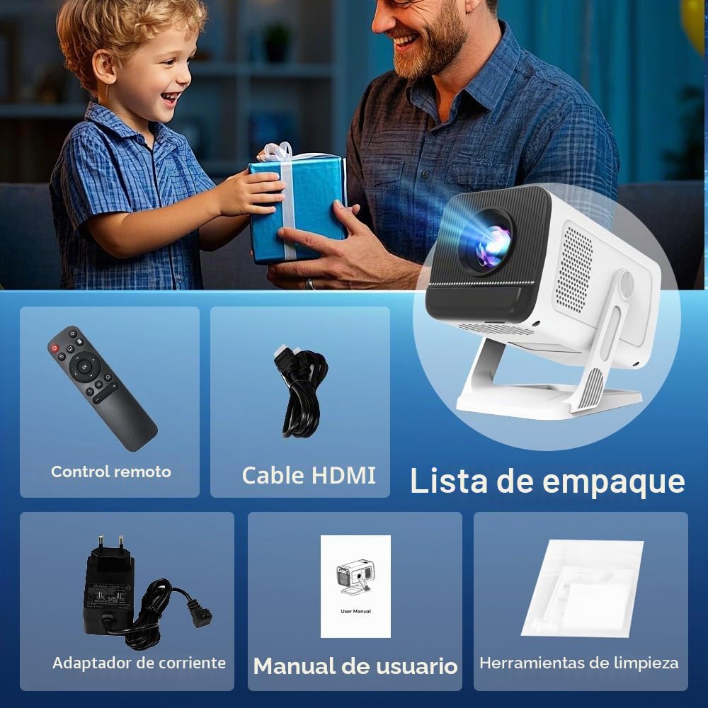 [Apps Integradas & Android 14] Mini Proyector con 5G WiFi 6 Bluetooth 5.4, Soporte 4K 1080P, Auto Keystone, 270° Rotable Projector Portátil Compatibile con HDMI/TV Stick/Laptop/USB/iOS LYNCAST