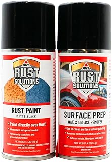 Rust Spray Paint Starter Kit, 4oz Matte Black & 4oz Surface Prep, Safe on All Surfaces, Eradicates Rust & Ensures Durable Protection Against Weather & Wear