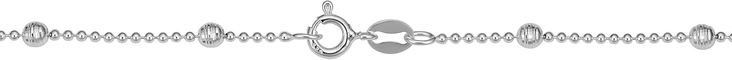 Kooljewelry Sterling Silver Bead Ball Station Necklace (16, 18, 20, 22, 24, 30 or 36 inch) - Image 3
