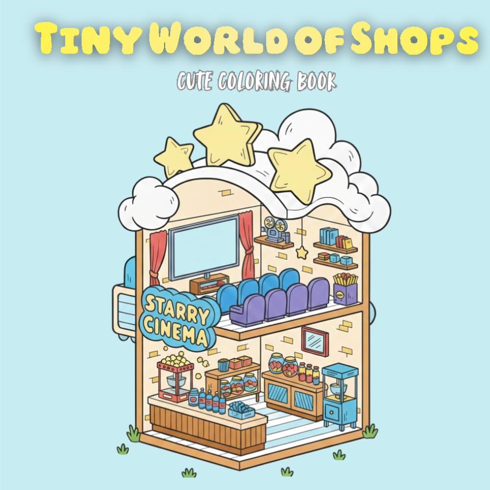 Tiny World of Shops: Cute Coloring Book