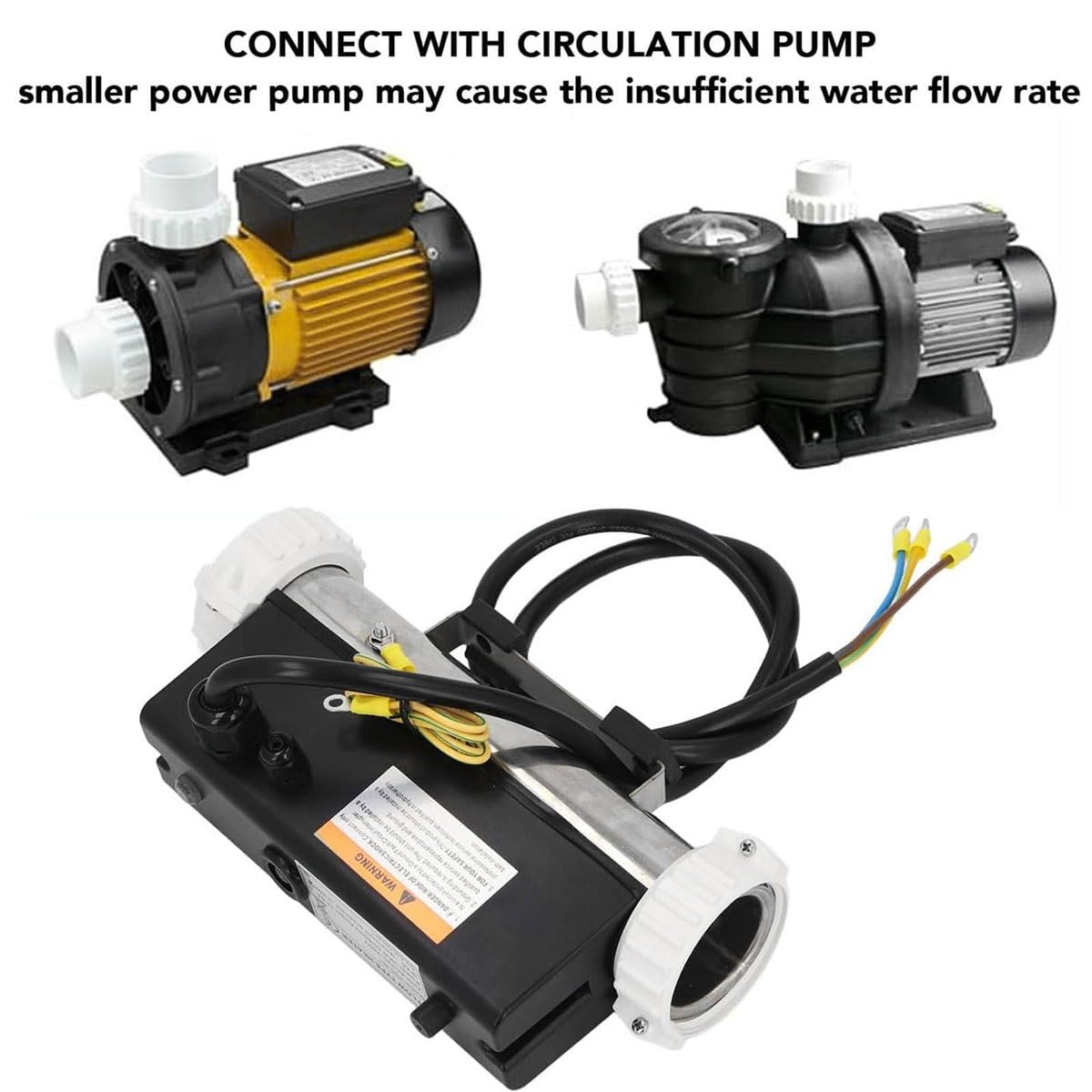 Riscaldatore elettrico per piscina, termostato da 1/1,5/2/3 kW, kit scaldabagno universale in linea per spa relax e piscine