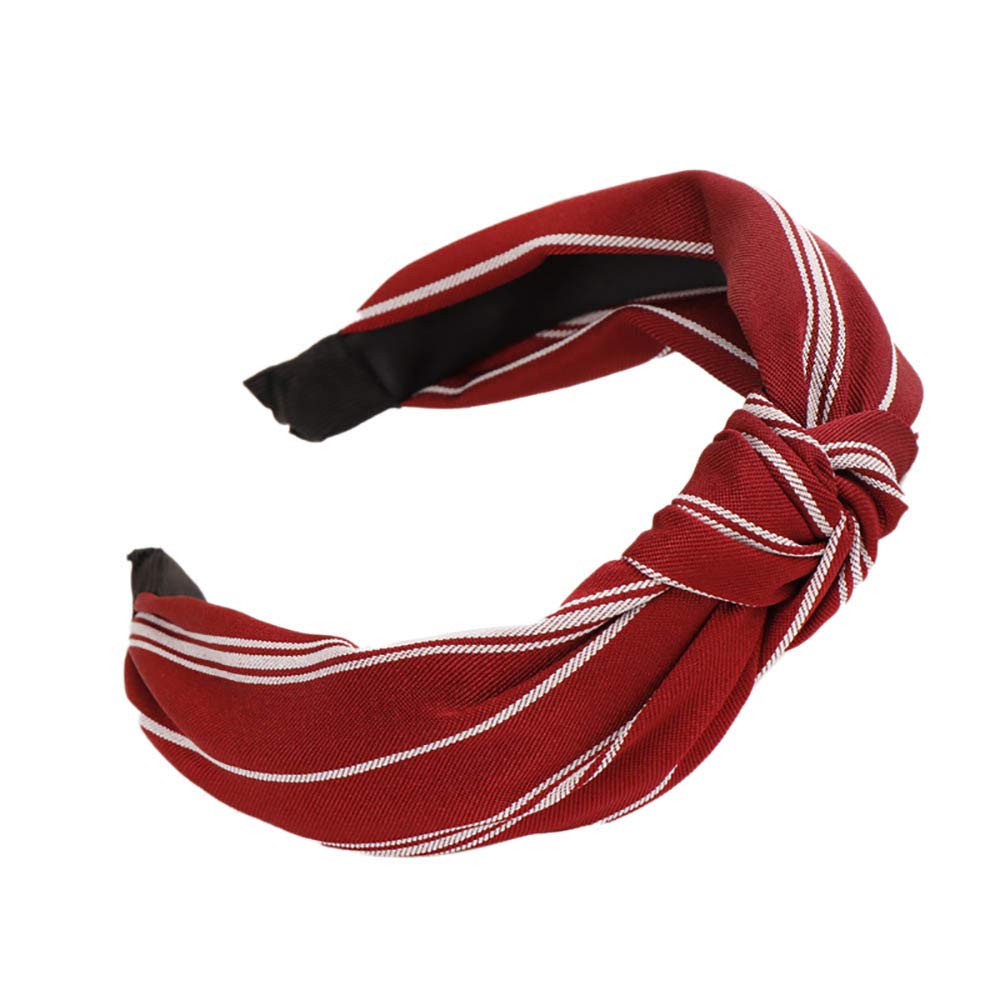 Xmiral Women Fashion plain Headband Twist Hairband Bow Knot Cross Tie Headwrap Hair Band Hoop(Zc Red)