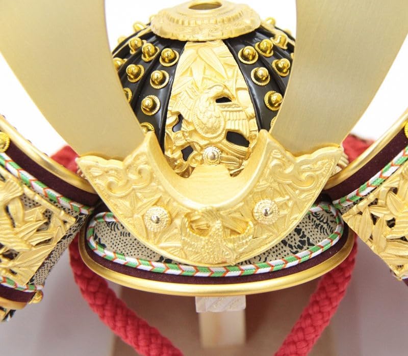 五月人形 兜 単品飾り 9号 幅31cm（245to0001）一徳 竹雀 赤糸上巻 櫃