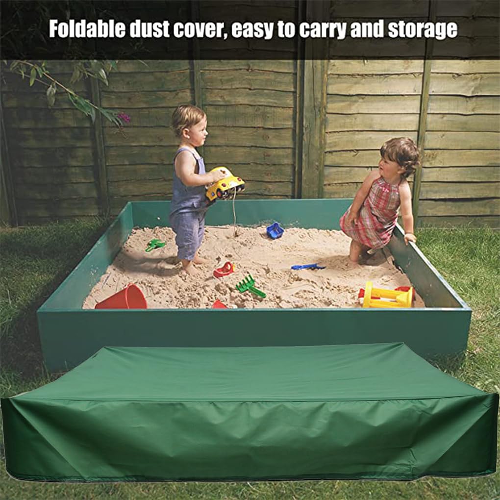 5er-Set Sandkastenabdeckung, quadratisch, staubdicht, wasserdicht, Sonnenschutz, tragbar, Outdoor, Sandkasten, Spielzeug, Baldachin, Kordelzug, Grün, 180 x 180 cm