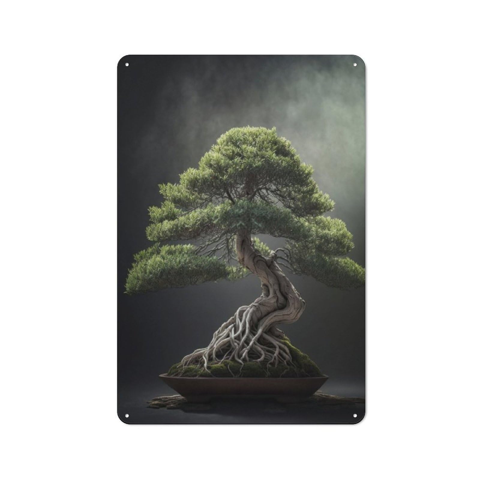 Junmoney Cinematic Bonsai Rustic Metal Sign 30X20cm Featuring For Hallway Wall, For Collectors Decorating Hallways And Entrance Areas
