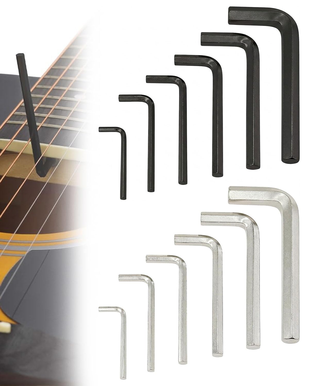Juego de 12 llaves Allen, llaves Allen pequeñas universales de acero al carbono, ideales para reparaciones Guitarras, máquinas, coches, bicicletas y muebles (1.5-6 mm)
